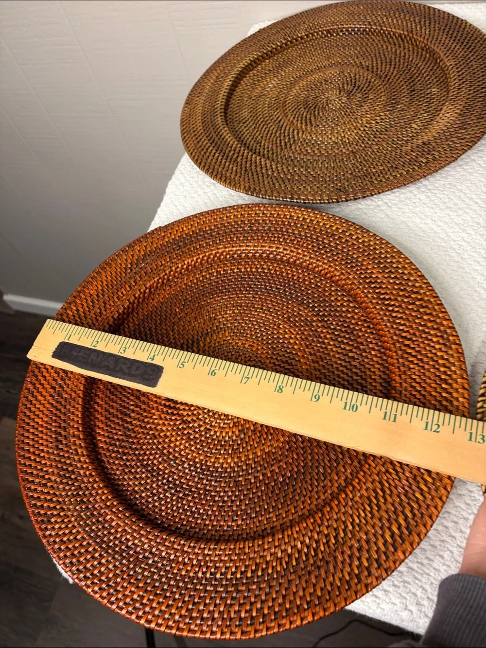 Williams Sonoma Nito Handwoven Charger Plates Set of 4 Caramel Brown 13